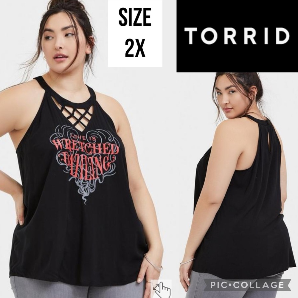 Torrid Womens Tank Top Disney Villains Love Is Wretched Black Goddess Goth 2X